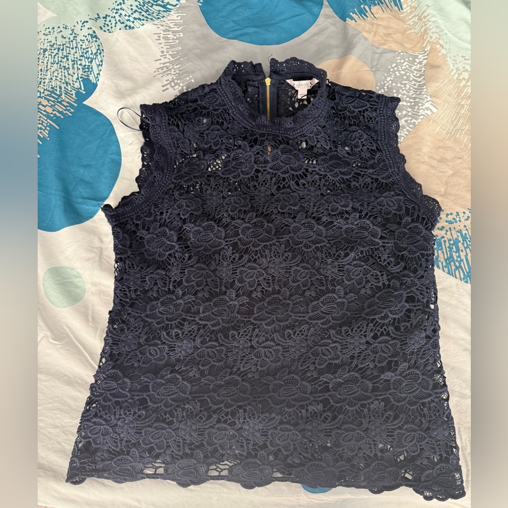 Nanette Lepore Midnight Blue Lace Blouse